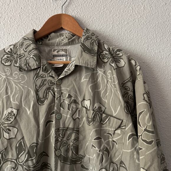 Vintage Quiksilver Button Up Shirt Mens Large Aloha Print Hawaii Casual Luau - Picture 2 of 6